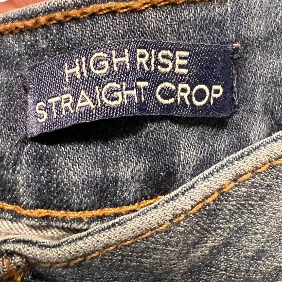 Kaari High Rise Straight Crop Jeans Women's 10 Cuffed Hem Medium Wash Blue - Picture 4 of 15